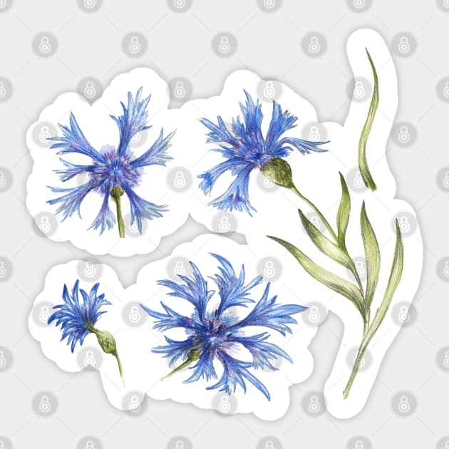 set of blue flowers_2 Sticker by lisenok